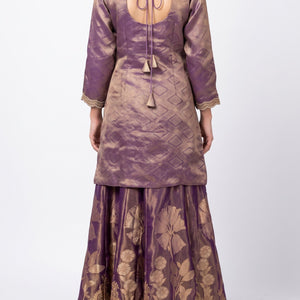 Purple Tissue Indo Western with Cutdana and Sequins Embroidery 2