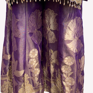 Purple Tissue Indo Western with Cutdana and Sequins Embroidery 5