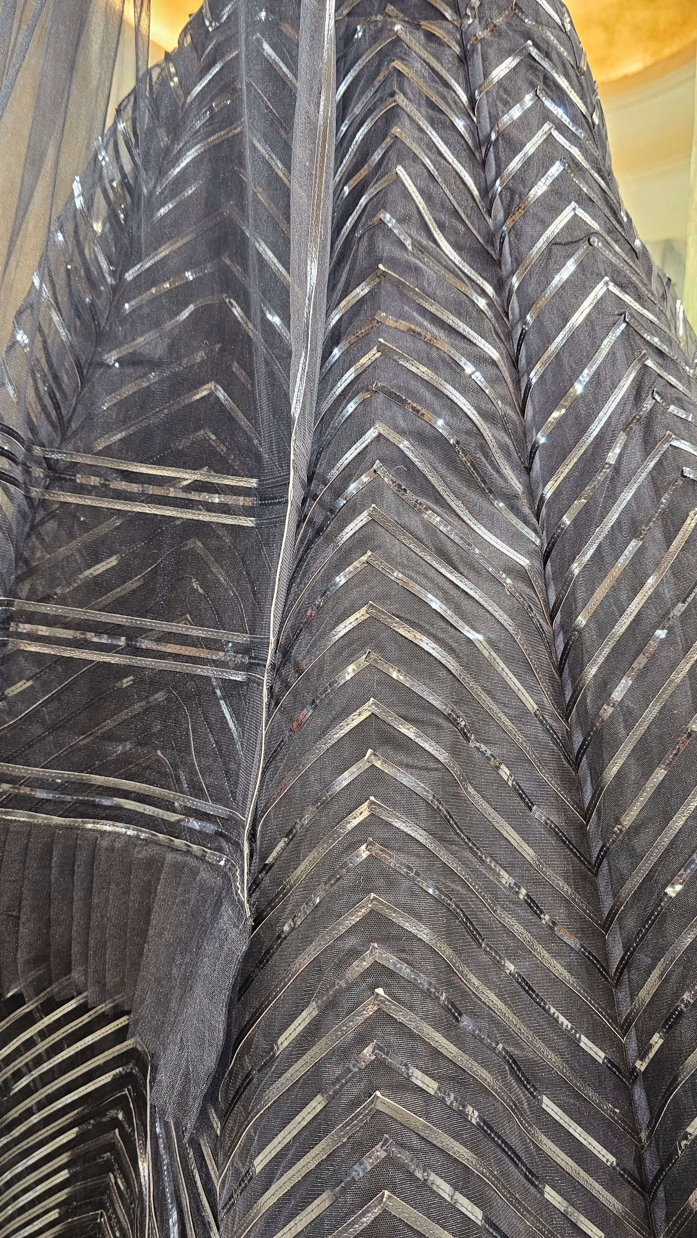 Black Net Lehenga Choli With Leather Work