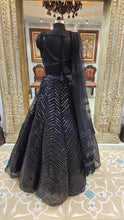 Load image into Gallery viewer, Black Net Lehenga Choli With Leather Work
