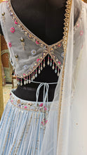 Load image into Gallery viewer, Ice Blue Georgette Lehenga Choli With Sequins, Mirror, Swarovski, and Thread work
