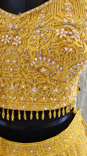 Load image into Gallery viewer, Yellow Lehenga Choli With Pearl, Swarovski, Thread, Beads Work
