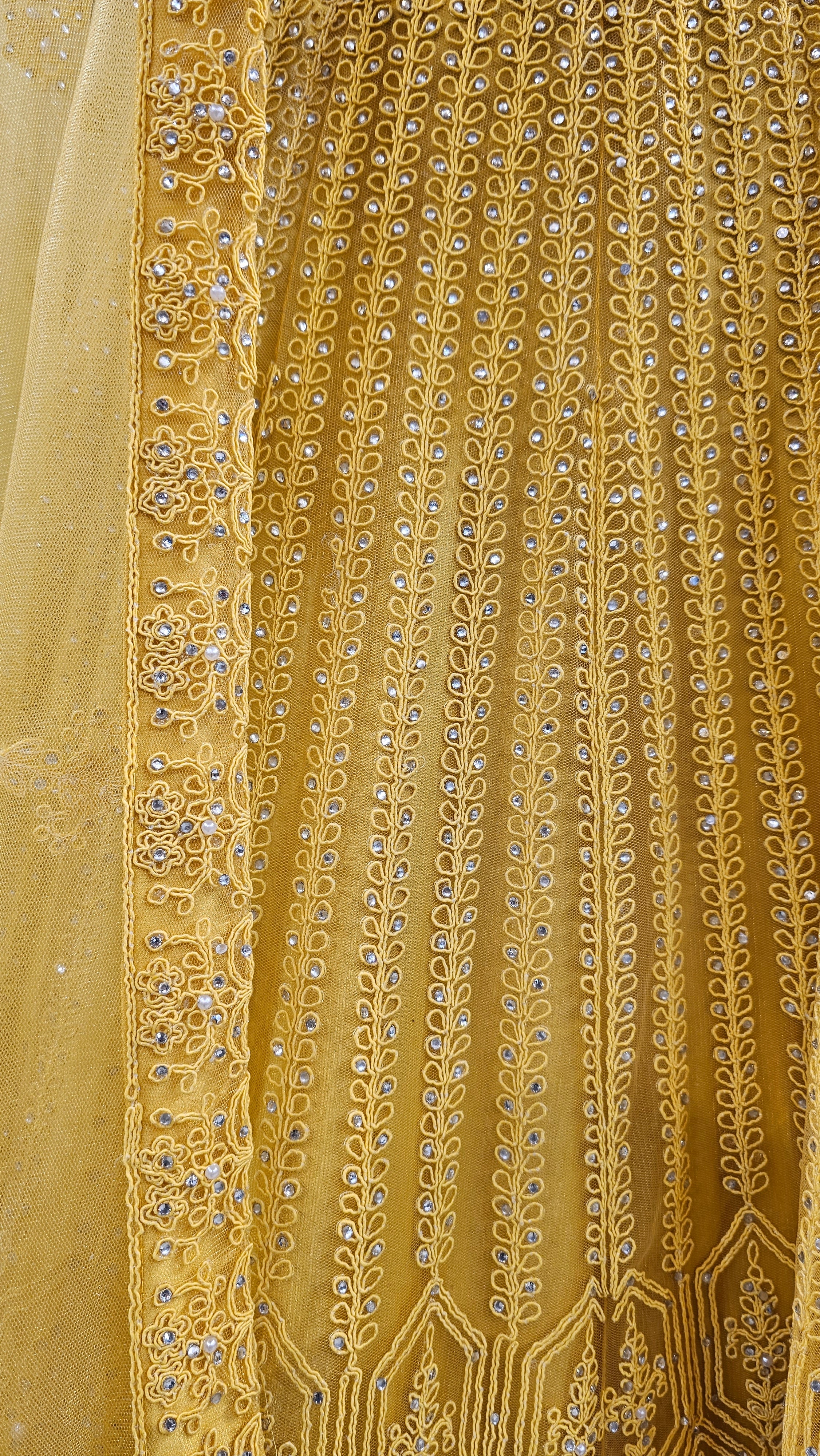 Yellow Lehenga Choli With Pearl, Swarovski, Thread, Beads Work