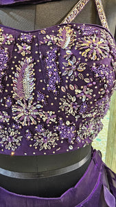 Purple Imported Shimmer Fabric Lehenga Choli With Sequins, Bead, Swarovski Work.