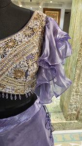 Mauve Imported Shimmer With Sequins And Pearl Work.