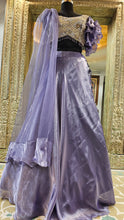 Load image into Gallery viewer, Mauve Imported Shimmer With Sequins And Pearl Work.
