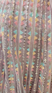 Mauve Net Lehenga Choli with Sequins And Thread Work