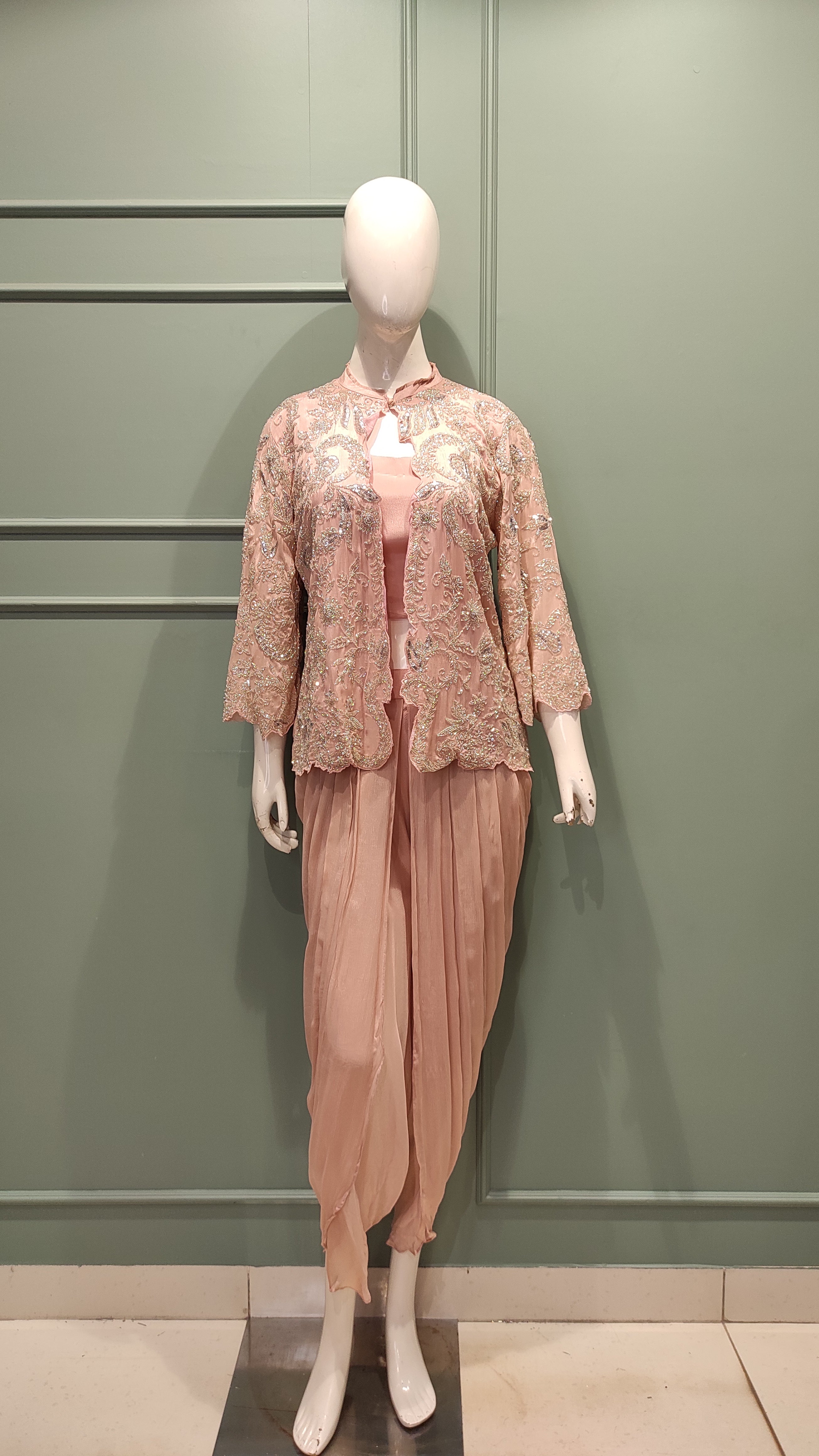 Chinon Dhoti with Blouse and Jacket