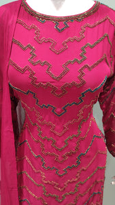 Georgette Palazzo Suit with Cutdana Work