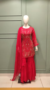 Chinon Gharara Suit with Embroidery