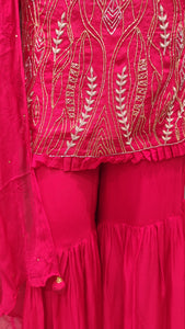 Chinon Gharara Suit with Embroidery