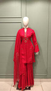 Silk Gharara Suit with Embroidery
