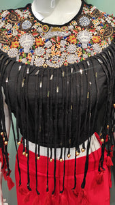 Crop Top Skirt Chinon Fabric Thread And Dabka Work Franchise