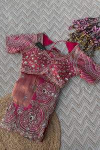 Fuchsia Brocade Saree Embellished With Cutdana, Sequins & Moti work