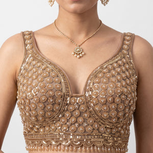 Net Saree Embellished With Cutdana, Sequins & Pearl Work