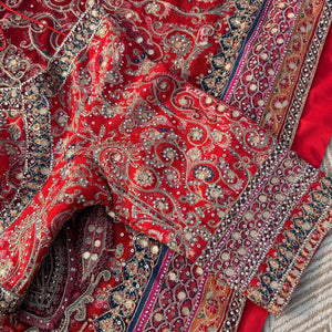 Maroon Chinon Saree Embellished With Zari, Swarovski & Chandla Work