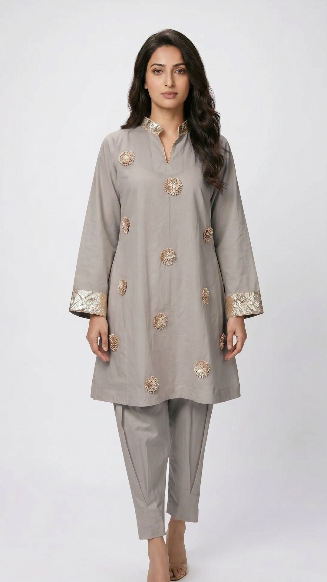 Summer Festive 3 Piece Cotton Coord Set with Gota Work