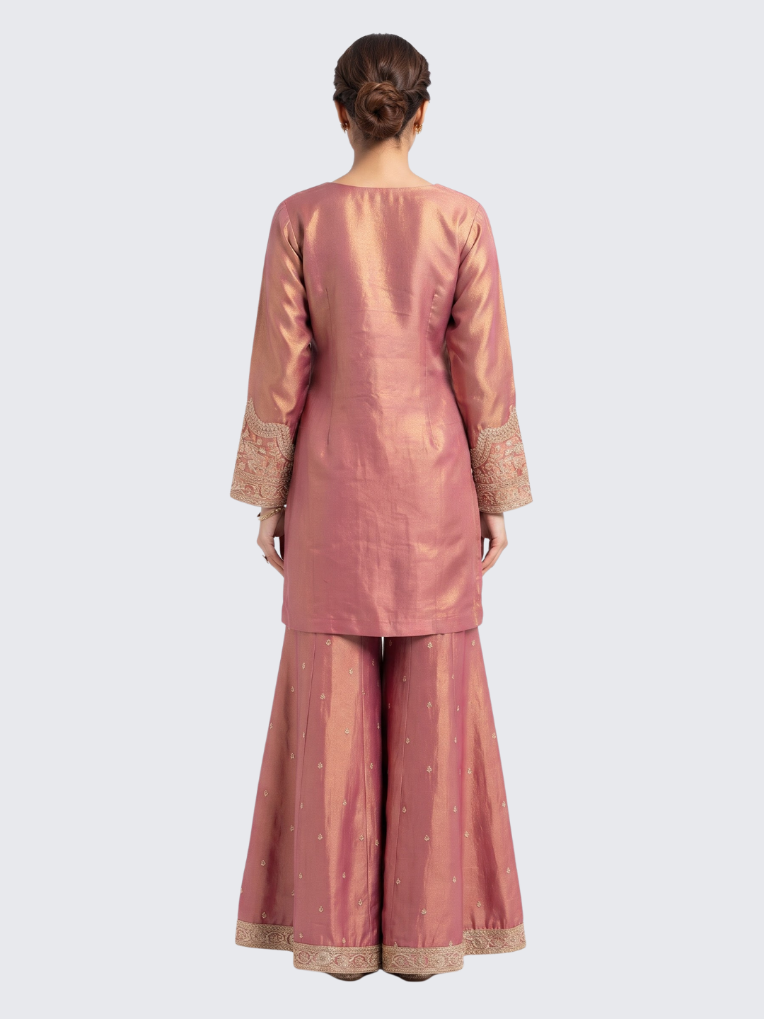 Mauve Tissue Suit with Zari, Pearl and Jarkan Embroidery 3