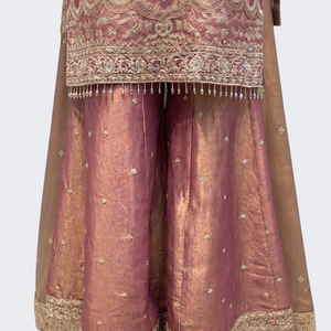 Mauve Tissue Suit with Zari, Pearl and Jarkan Embroidery 5