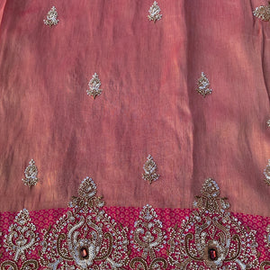 Fuchsia Brocade Saree Embellished With Cutdana, Sequins & Moti work