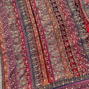 Maroon Chinon Saree Embellished With Zari, Swarovski & Chandla Work