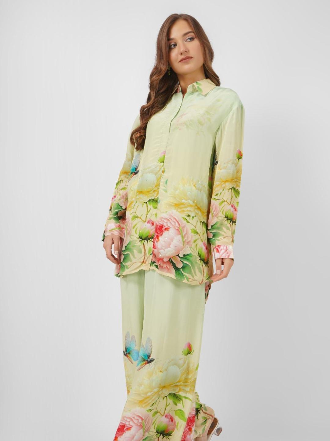 Crepe Printed Indo Western with Embroidery Touching