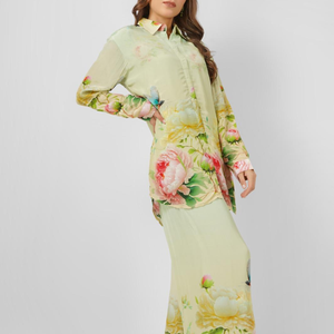 Crepe Printed Indo Western Coord Set with Embroidery Touching