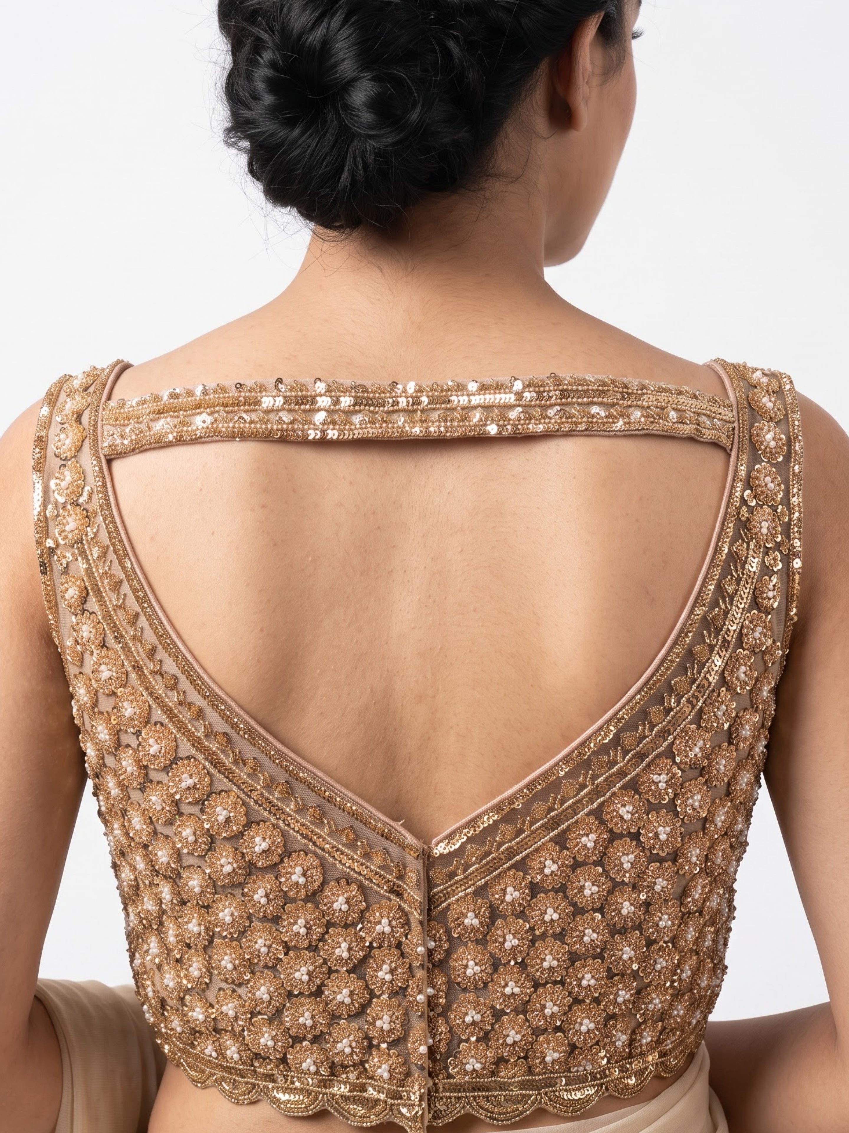 Net Saree Embellished With Cutdana, Sequins & Pearl Work