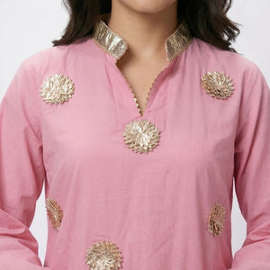 Summer Festive 3 Piece Cotton Coord Set with Gota Work