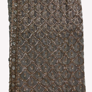 Net Saree Embellished With Cutdana, Sequins & Pearl Work