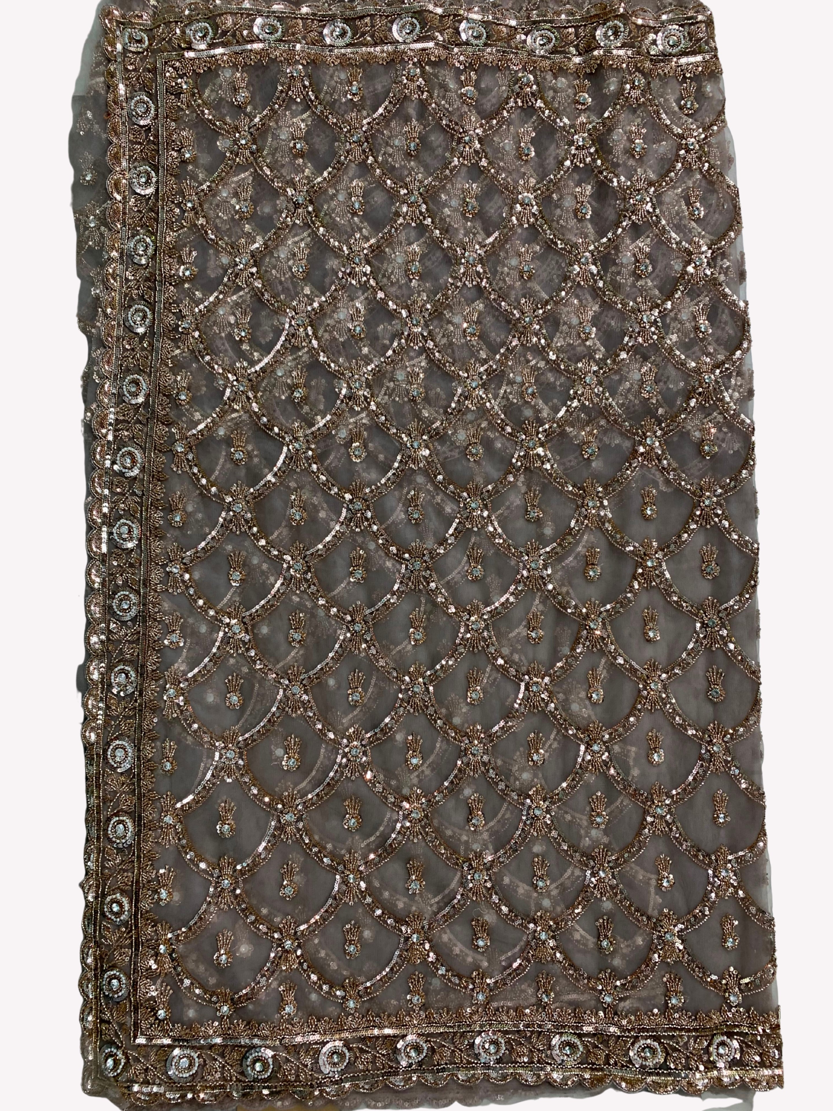 Net Saree Embellished With Cutdana, Sequins & Pearl Work