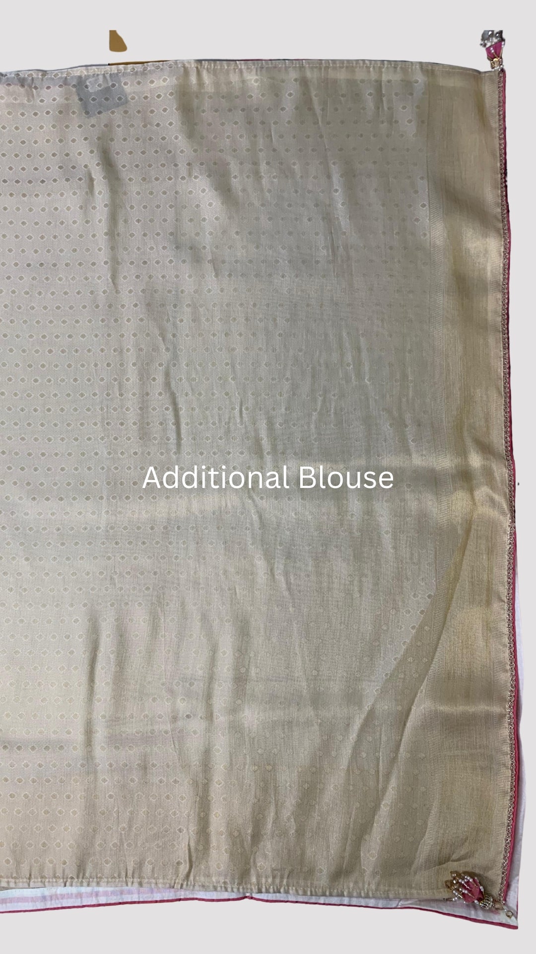 Ivory Silk Saree with Stitched Blouse and Zari, Cutdana & Sequins Work