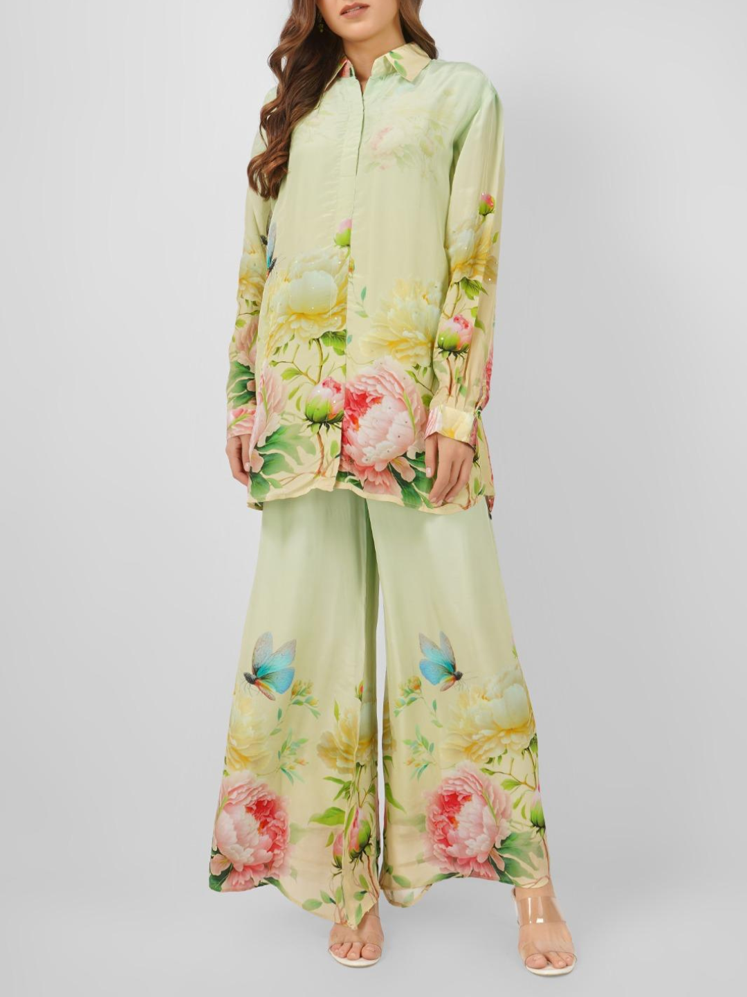 Crepe Printed Indo Western with Embroidery Touching