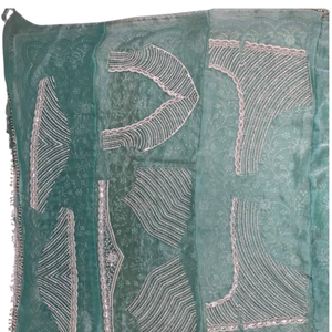 Sky Green Organza Unstitched Saree Embellished With Intricate Handwork