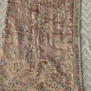 Pink Tissue Saree Embellished With Moti, Thread, Sequins & Cut Dana Work