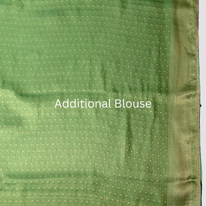 Sage Green Silk Saree with Stitched Blouse and Zari, Cutdana & Sequins Work
