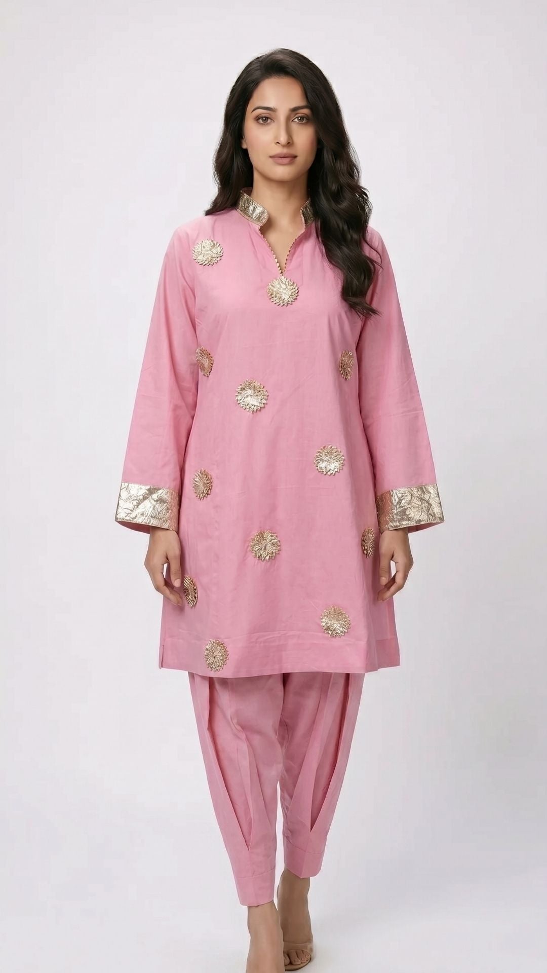 Summer Festive 3 Piece Cotton Coord Set with Gota Work