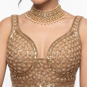 Net Saree Embellished With Cutdana, Sequins & Pearl Work