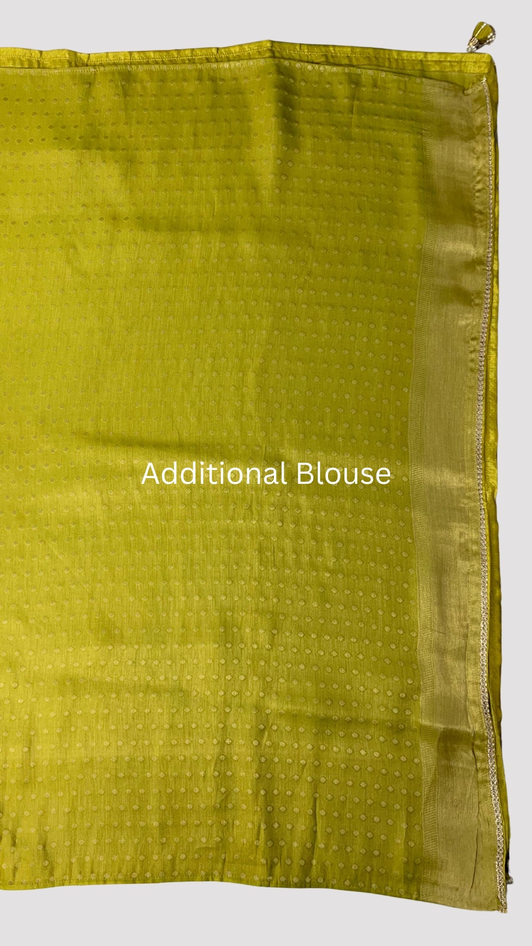 Lemon Green Silk Saree with Stitched Blouse and Zari, Cutdana & Sequins Work