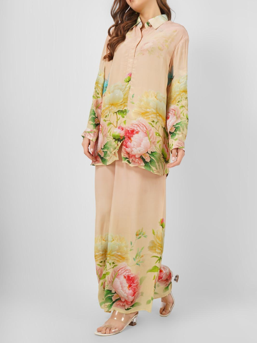 Crepe Printed Indo Western with Embroidery Touching
