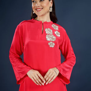 Rani Crepe Indo Western with Cutdana and Sequins Embroidery