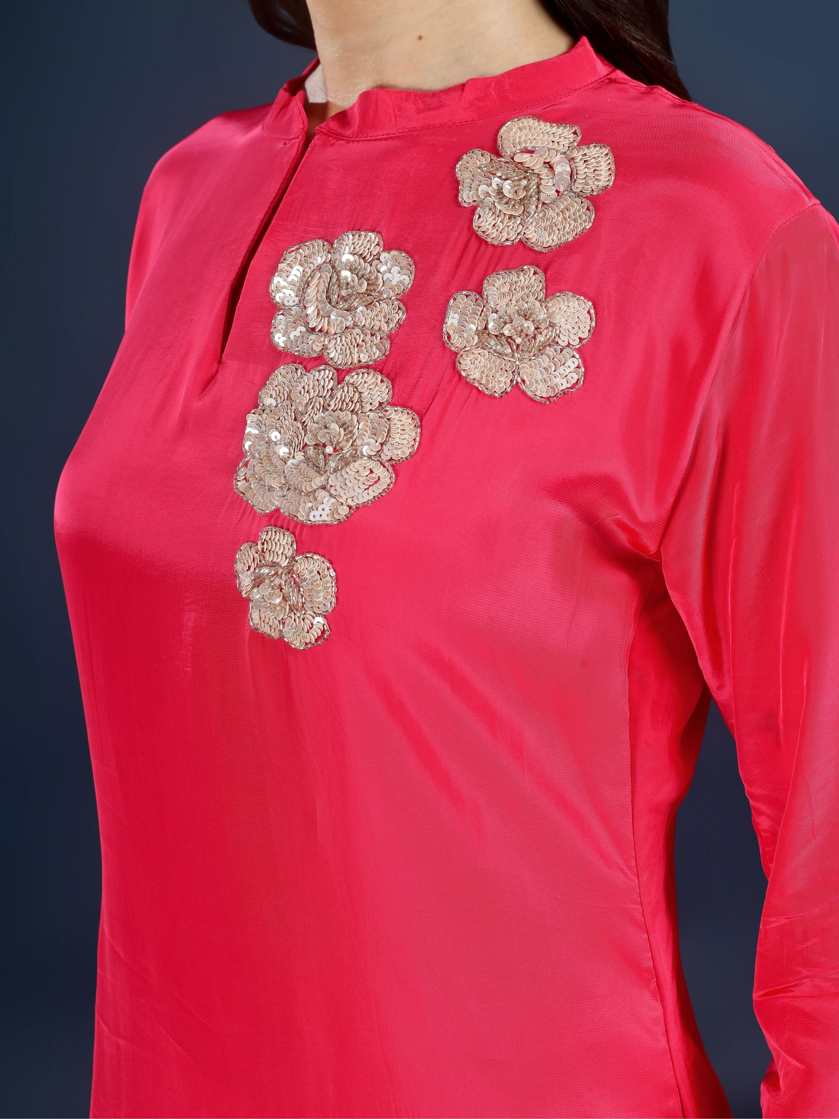 Rani Crepe Indo Western with Cutdana and Sequins Embroidery