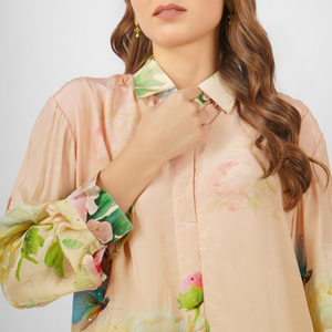 Crepe Printed Indo Western Coord Set with Embroidery Touching