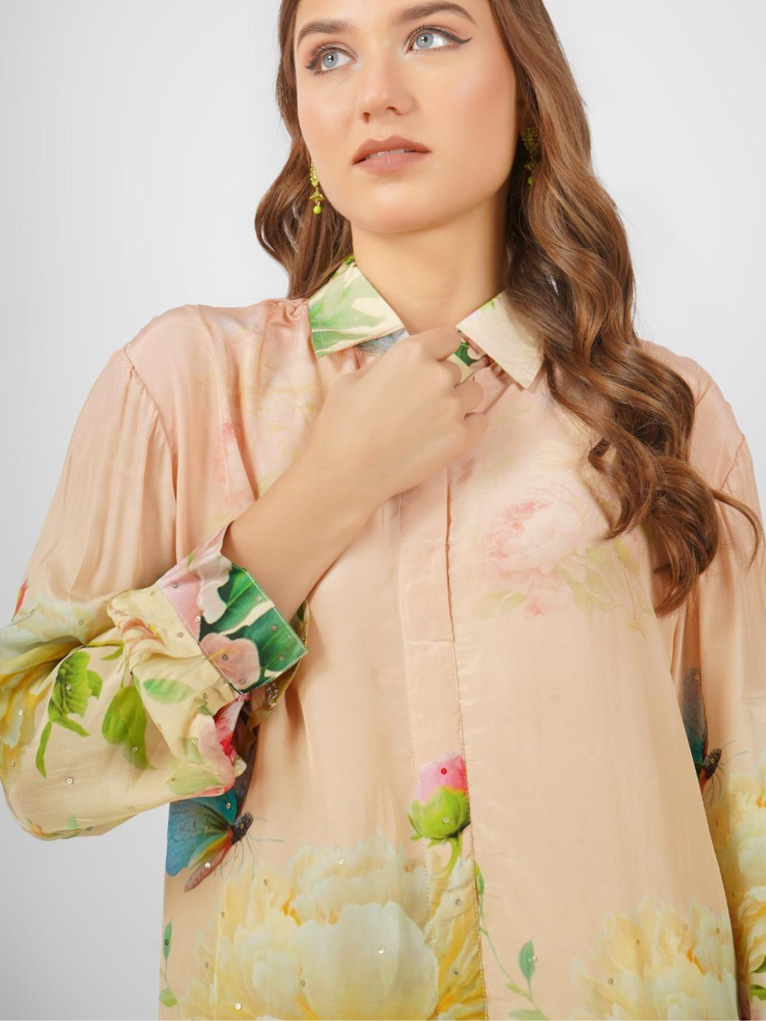 Crepe Printed Indo Western with Embroidery Touching