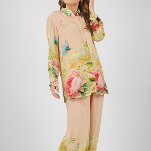 Crepe Printed Indo Western Coord Set with Embroidery Touching