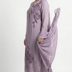 Lavender Chinon Suit Embellished with Cutdana Detailing