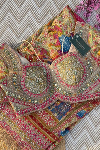 Multicolour Tissue Saree Embellished With Kundan, Sequins & Cut Dana Work
