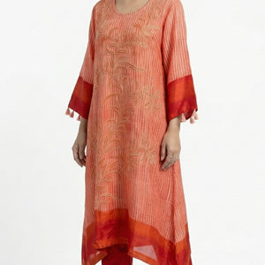 Red Cotton Silk Coord Set with Sequins & Thread work Detailing
