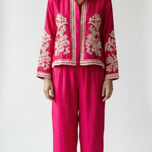 Rani Cotton Silk Coord Set with Thread and Mirror Work