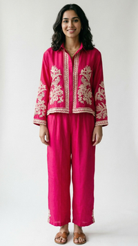 Rani Cotton Silk Coord Set with Thread and Mirror Work